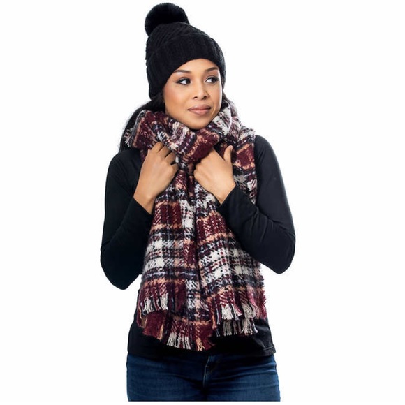Emanuel Geraldo Ladies Scarf and Beanie Set ~ BLACK - Picture 5 of 5